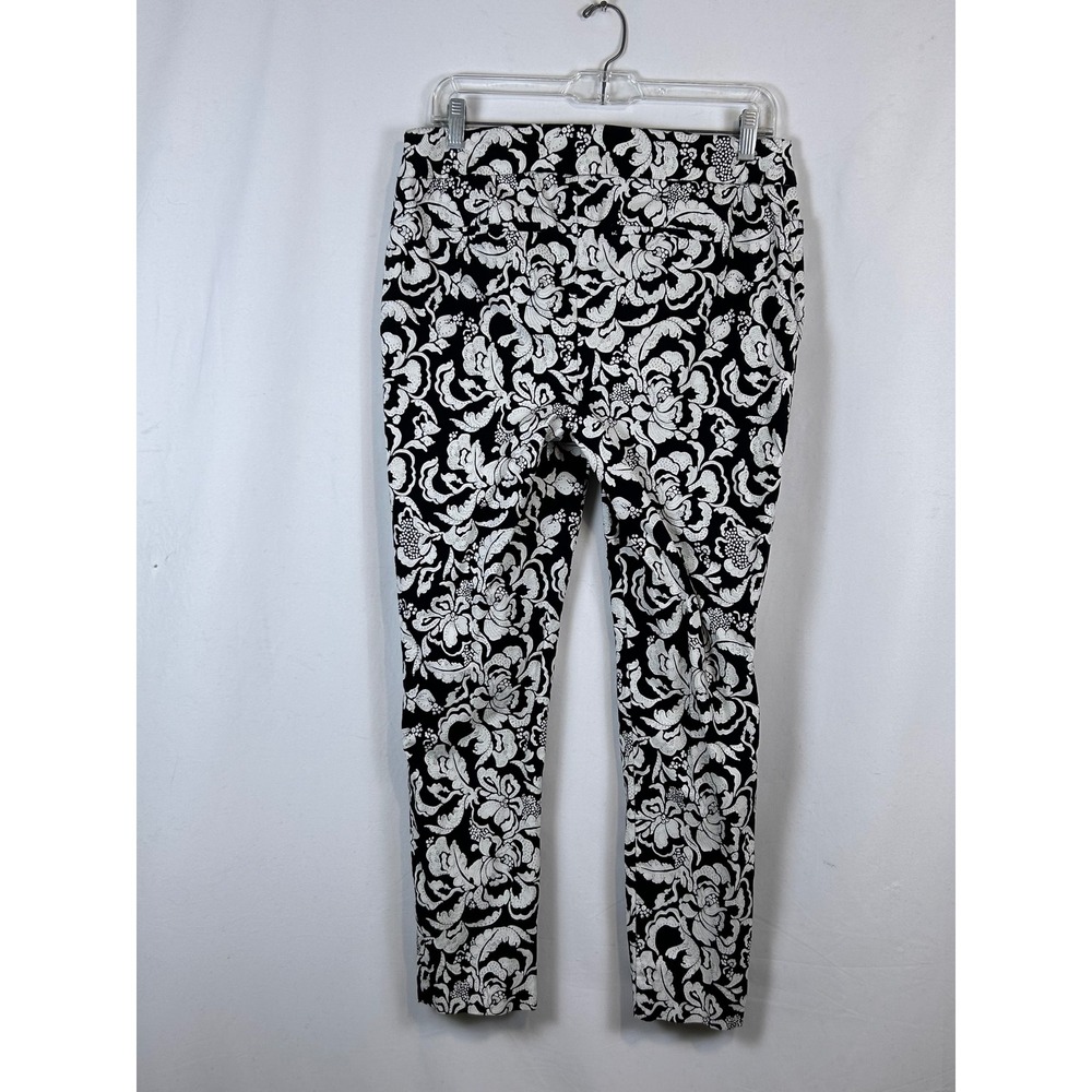 Chicos Womens Black White Floral Damask Ankle Pants Slim Leg Stretch Size 1 - Picture 7 of 10